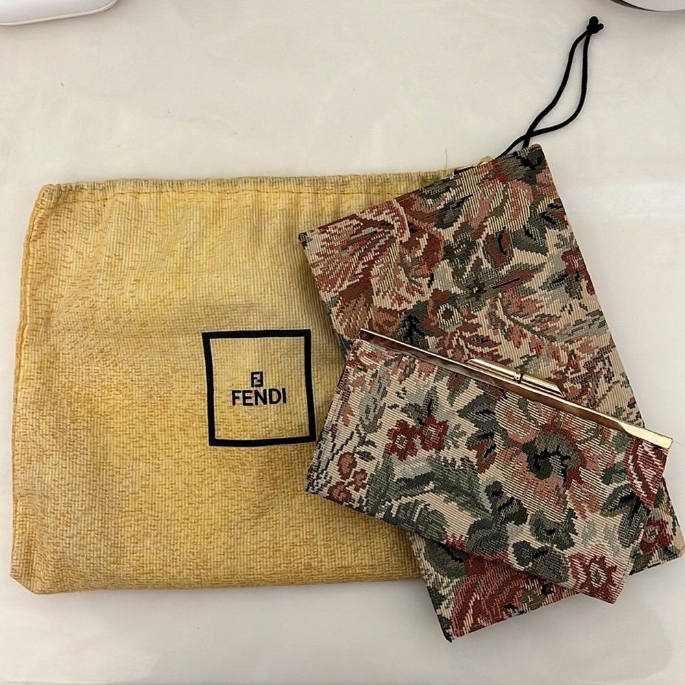 Vintage FENDI Roma Italy 1925 Clutch, Wallet, and Dust Bag